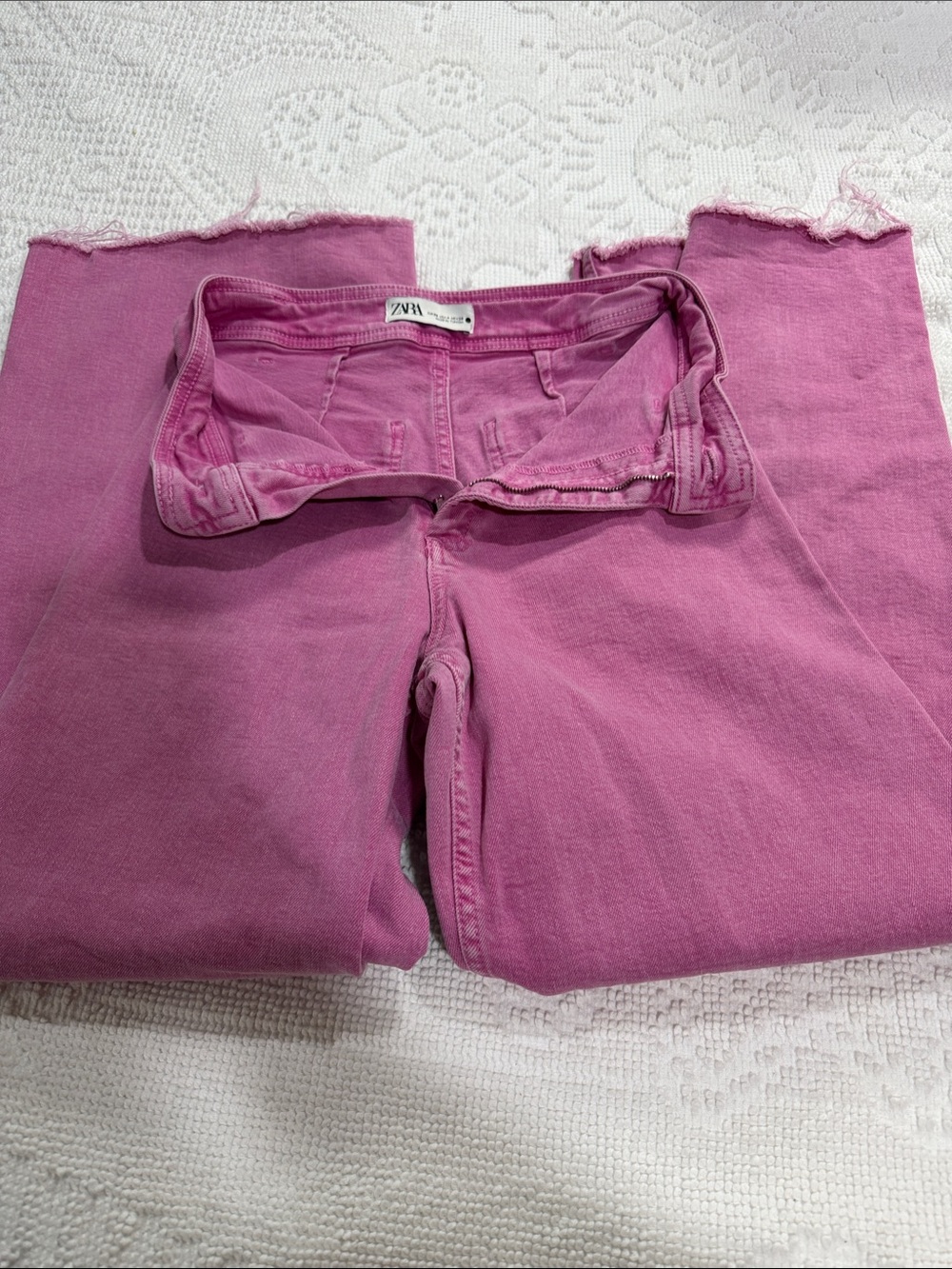 ZARA Pink Raw-Hem Jeans